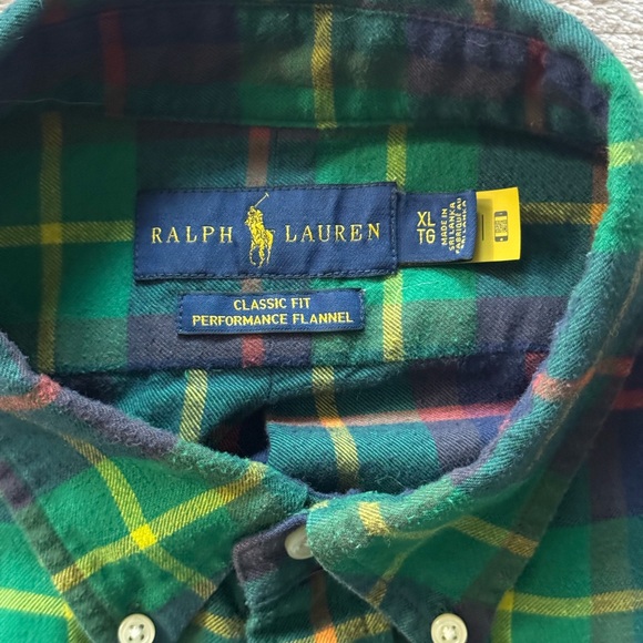 Ralph Lauren Men’s Performance Flannel Classic Fit Green Plaid Sz XL - Picture 3 of 7